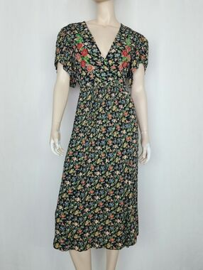 April Cornell Floral Rayon dress 1X waist ties Brenda's Bouquet Dress 2016